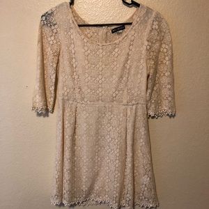 Cream lace mini dress